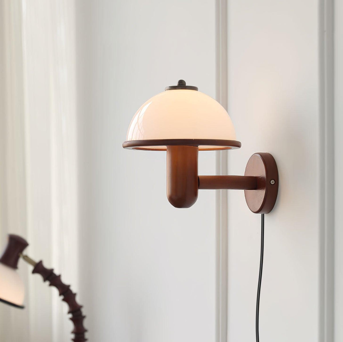 Rinerise aplique de pared tipo seta en madera de roble