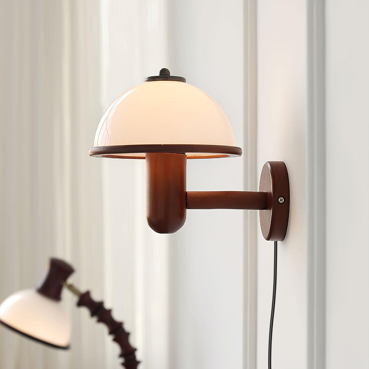 Rinerise aplique de pared tipo seta en madera de roble