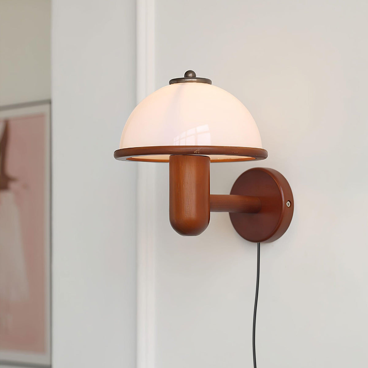 Rinerise aplique de pared tipo seta en madera de roble