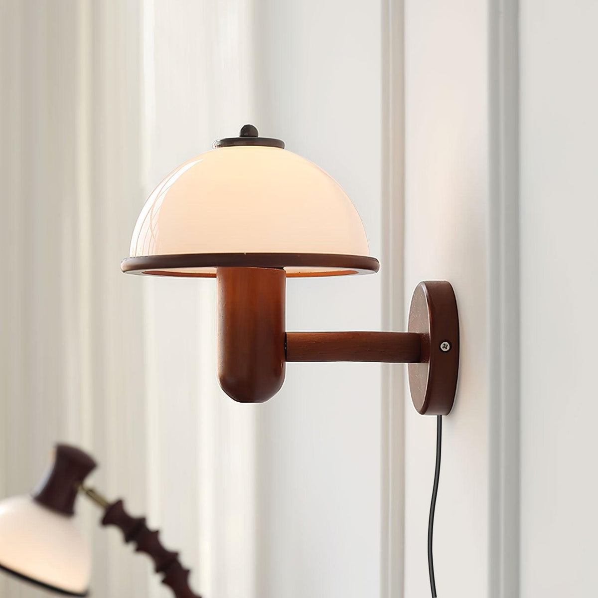 Rinerise aplique de pared tipo seta en madera de roble