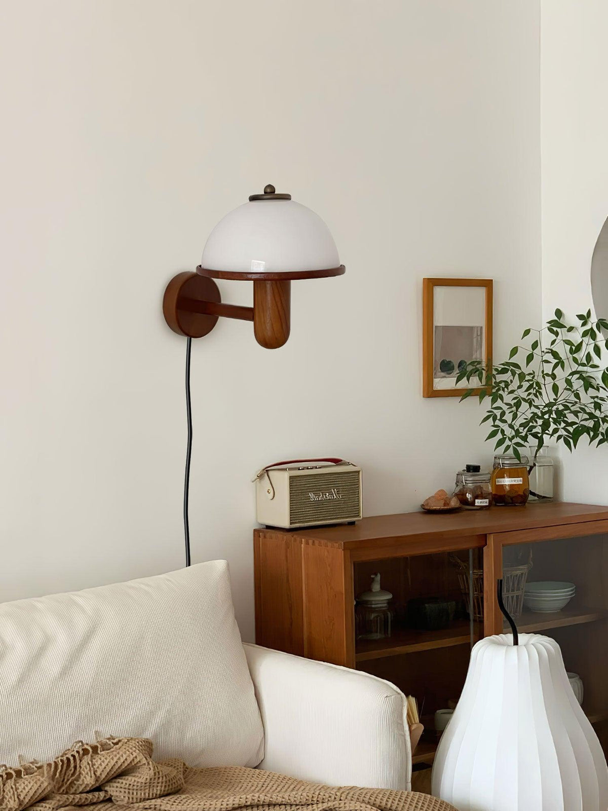 Rinerise aplique de pared tipo seta en madera de roble