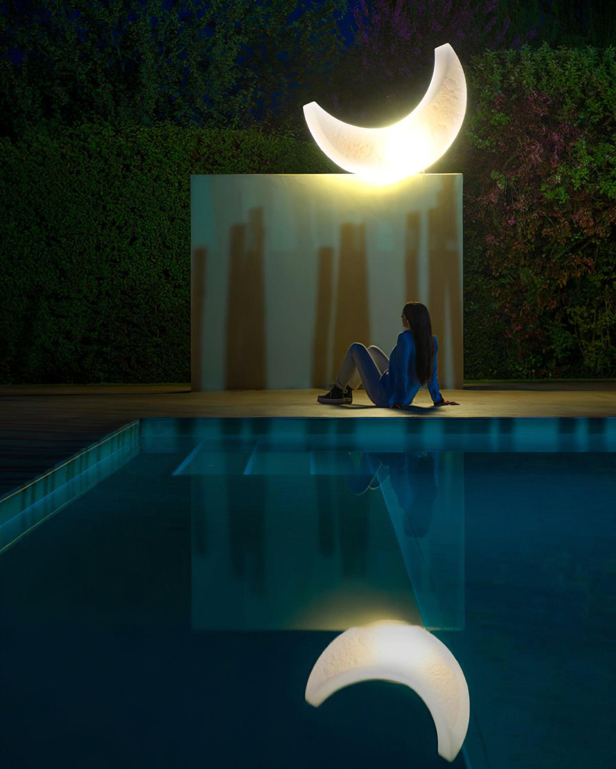 Zetheor lámpara de pie en forma de media luna de resina