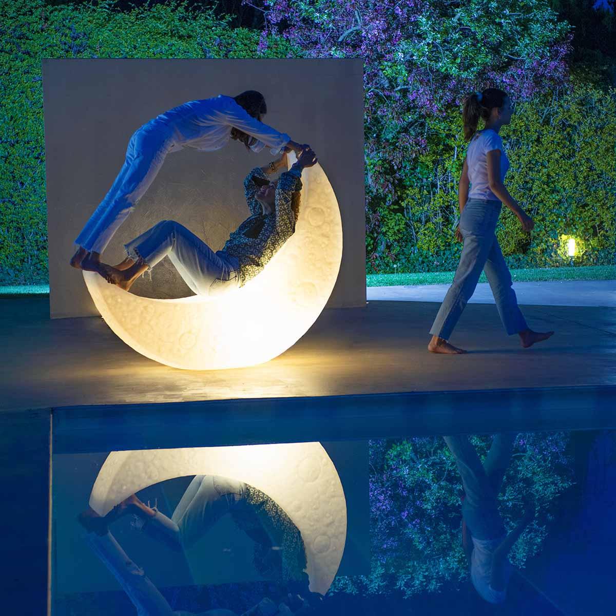 Zetheor lámpara de pie en forma de media luna de resina