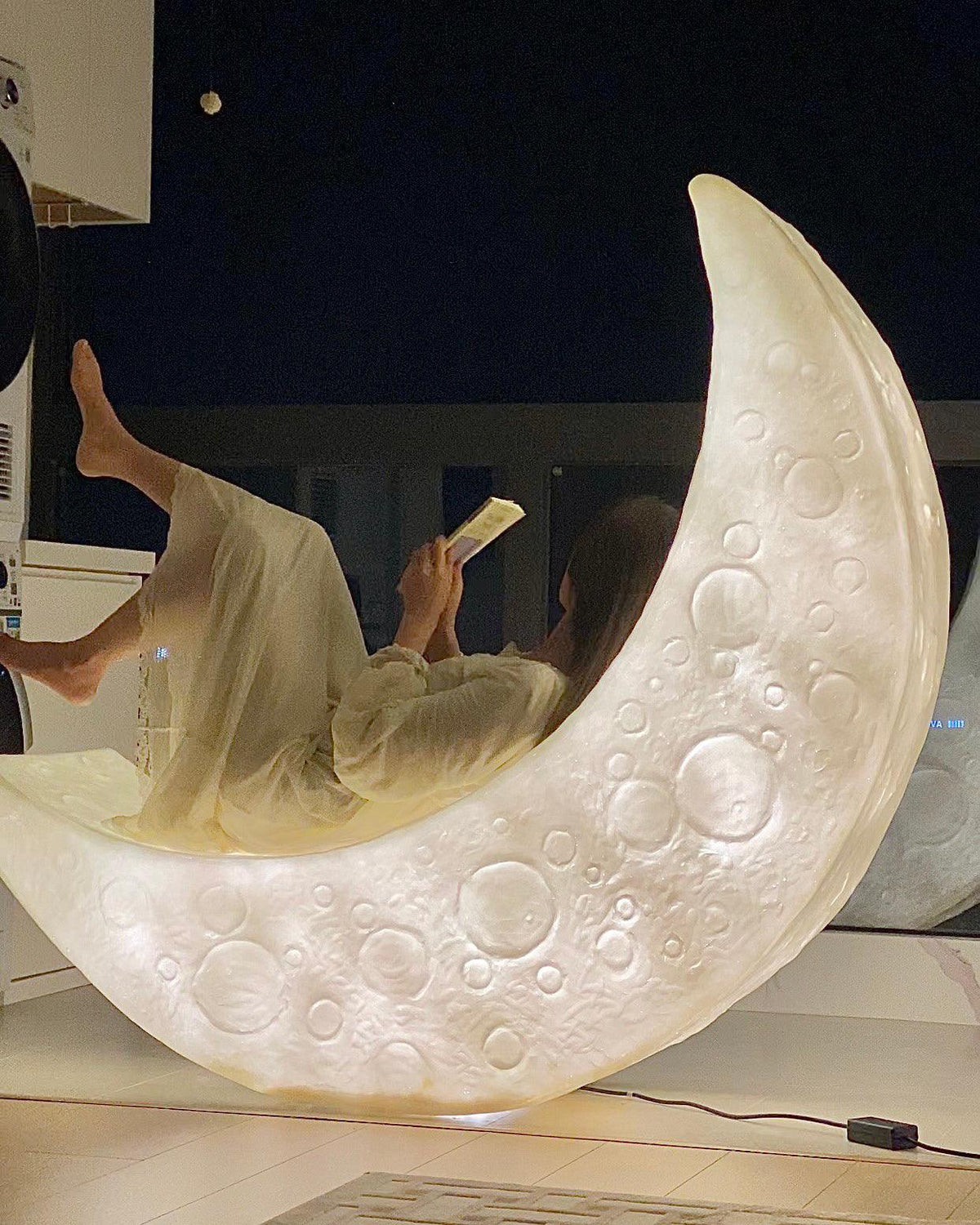 Zetheor lámpara de pie en forma de media luna de resina