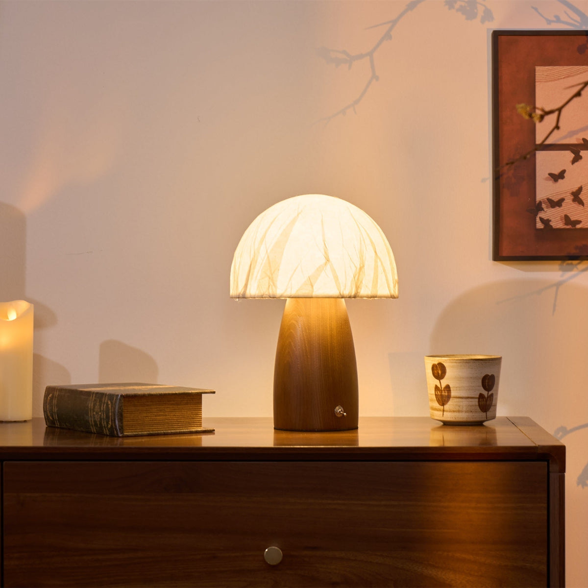 Nimbus lámpara de mesa de madera y tela