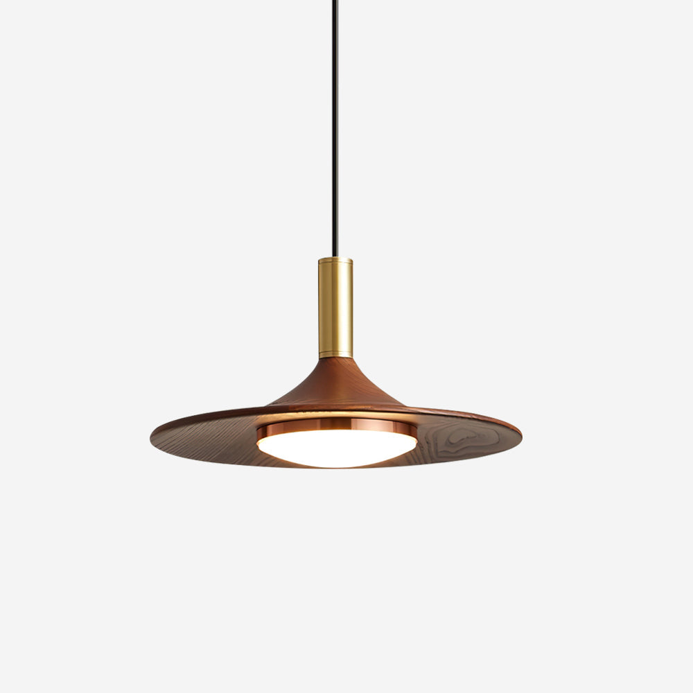 Kaelin lámpara colgante de forma de sombrero, madera estilo mid-century