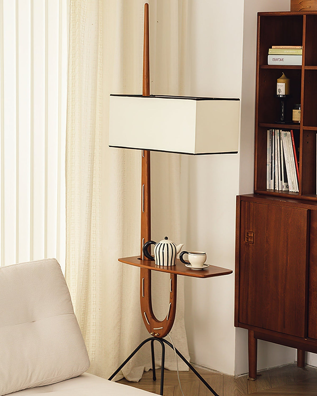 Lople lámpara de pie de madera