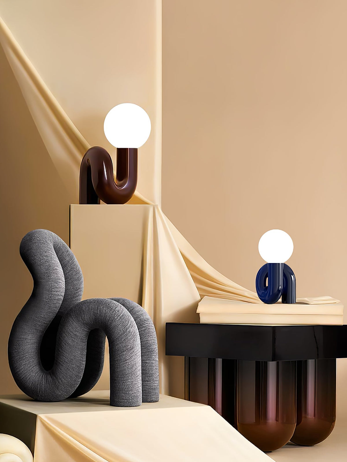 Soreeon lámpara de mesa de estilo lúdico N Shape todo en blanco