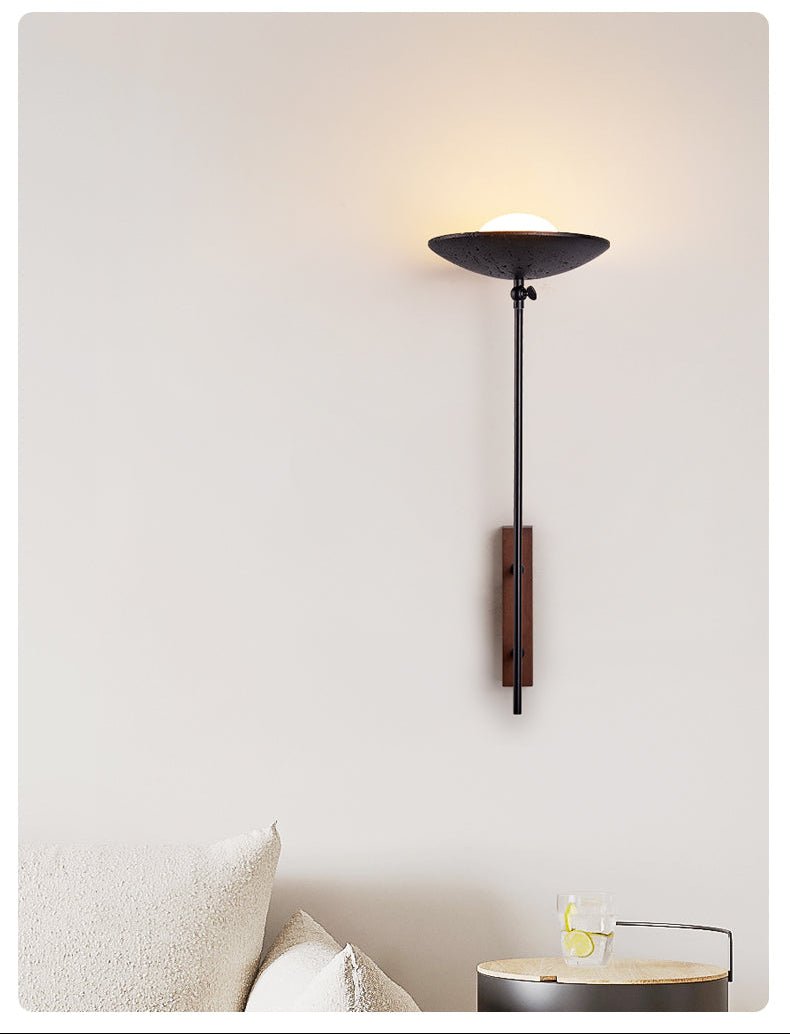 Fawn aplique de pared Sunflower moderno en travertino negro
