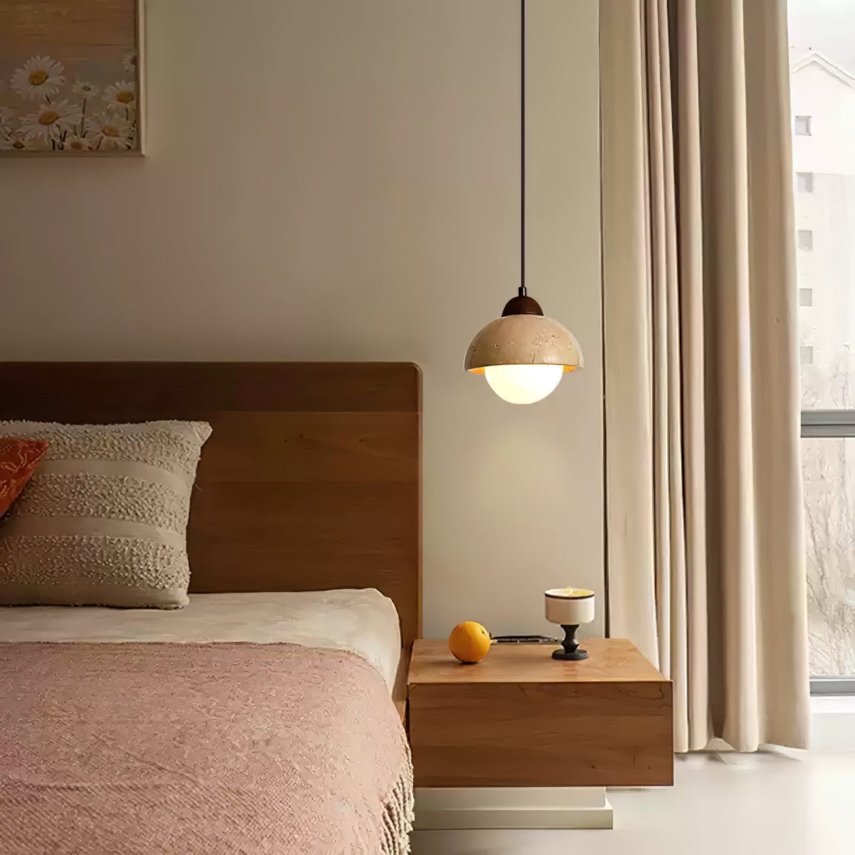 Lunex lámpara colgante de cúpula en travertino