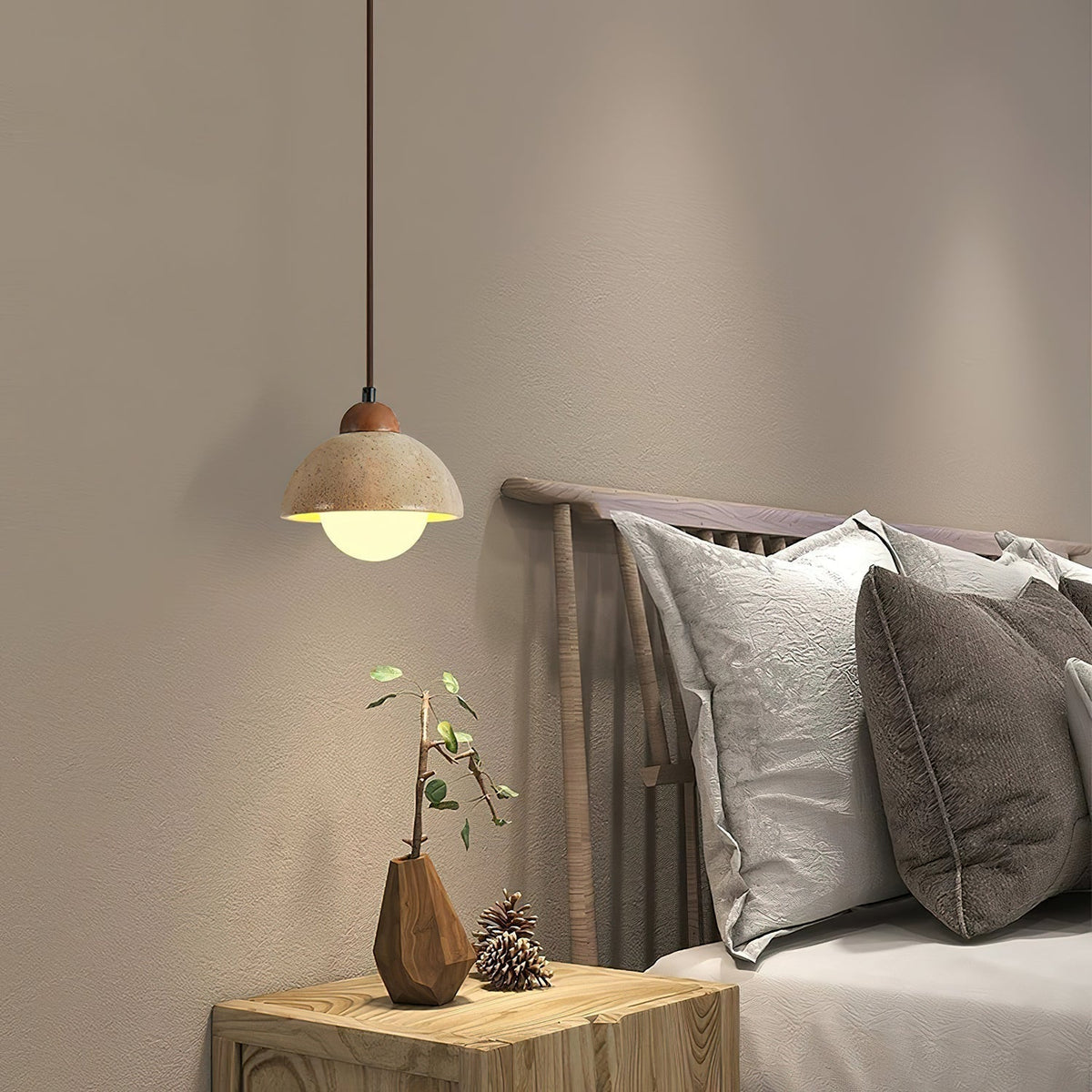 Lunex lámpara colgante de cúpula en travertino