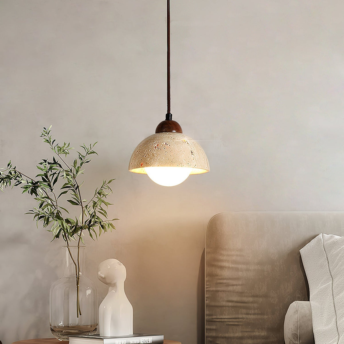 Lunex lámpara colgante de cúpula en travertino