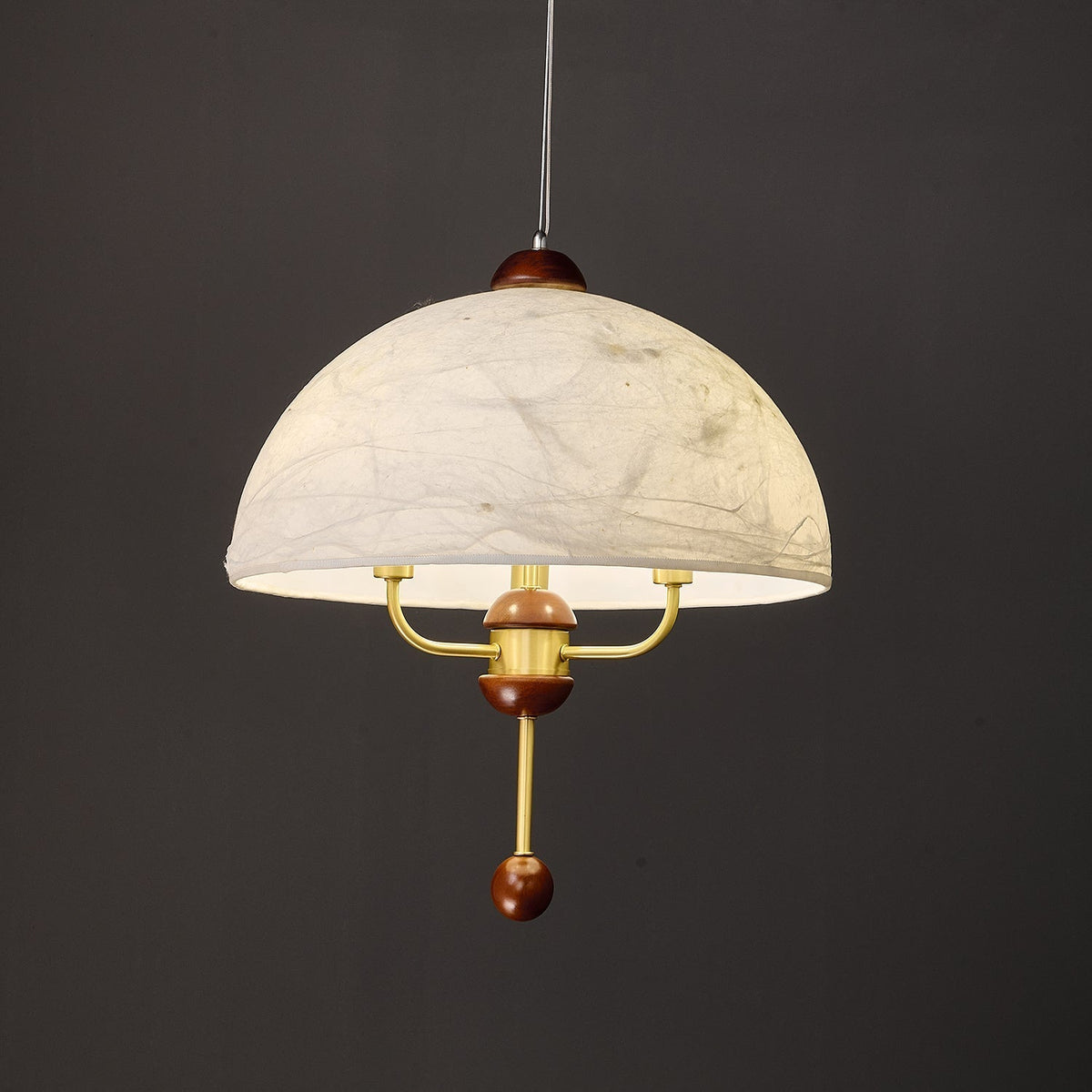 Varaeia lámpara colgante con elegancia tradicional y florón de tejido de madera