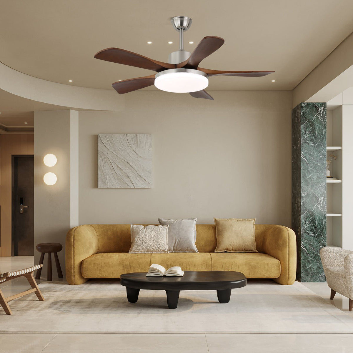 Elverena ventilador de techo con luz madera
