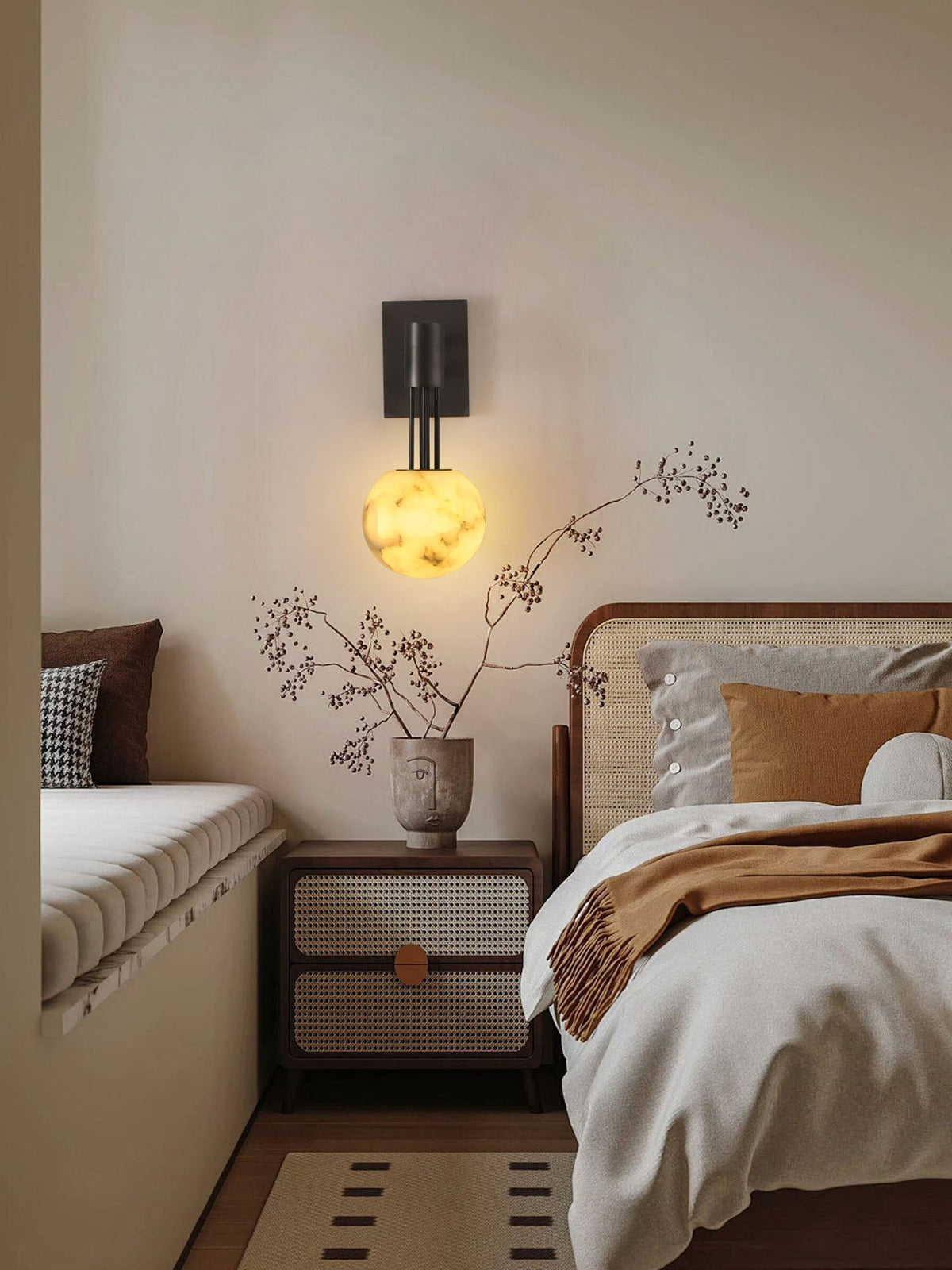 Rykde aplique de pared con globo de alabastro