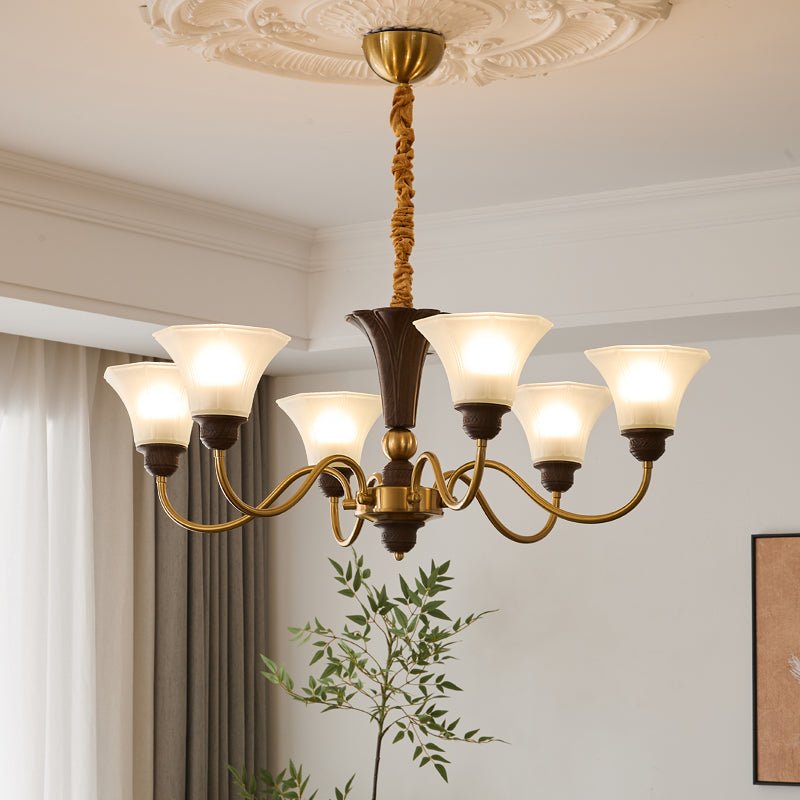Ciphaen lámpara de araña tradicional elegancia vintage madera vidrio