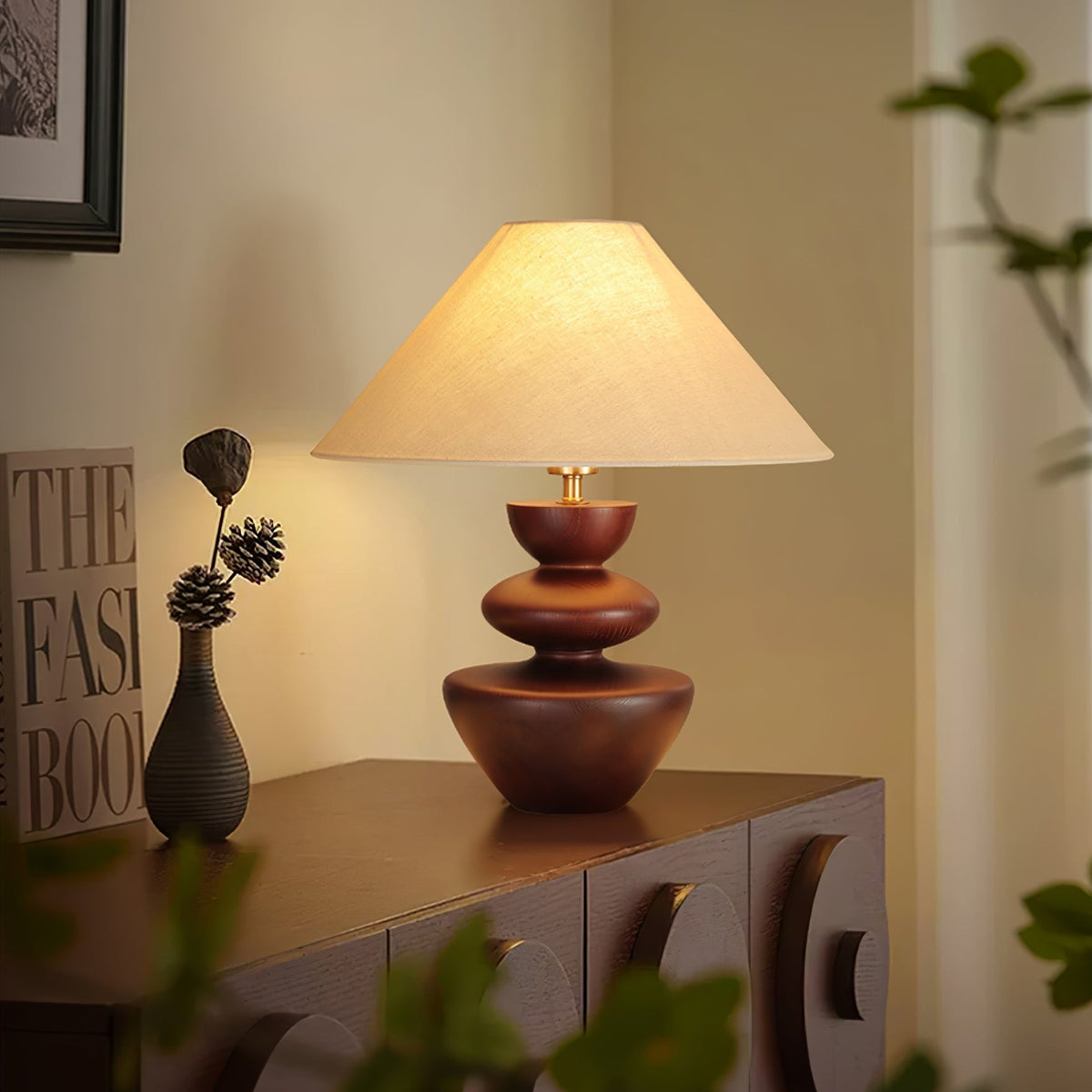 Joanne lámpara de mesa de madera vintage