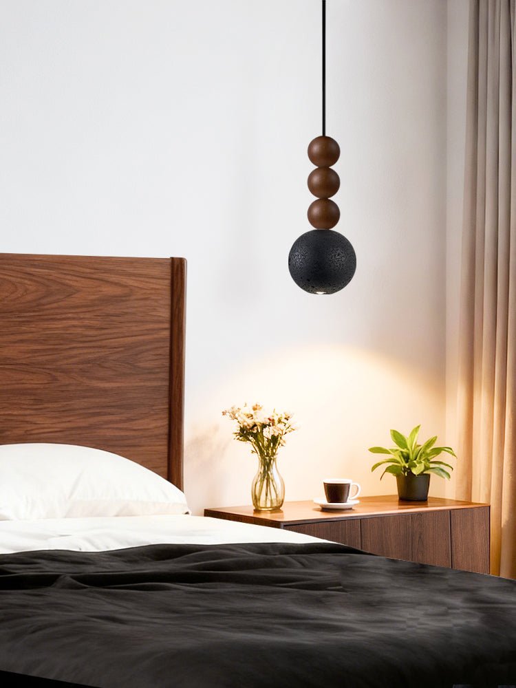 Tizn lámpara colgante moderna de madera con acabado en travertino negro