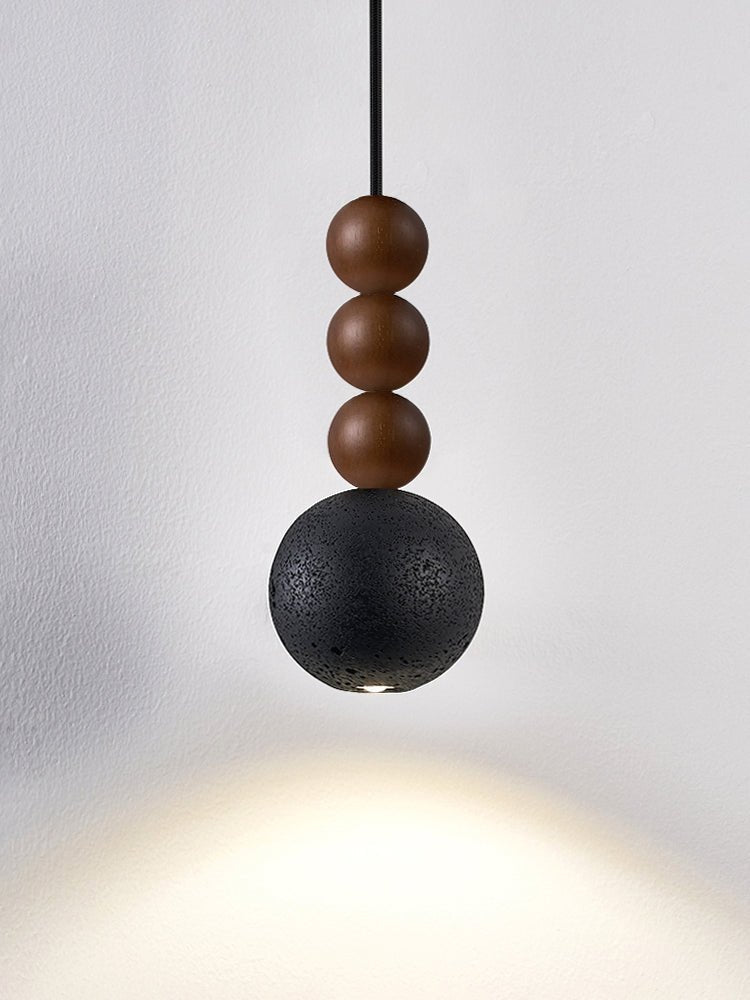 Tizn lámpara colgante moderna de madera con acabado en travertino negro