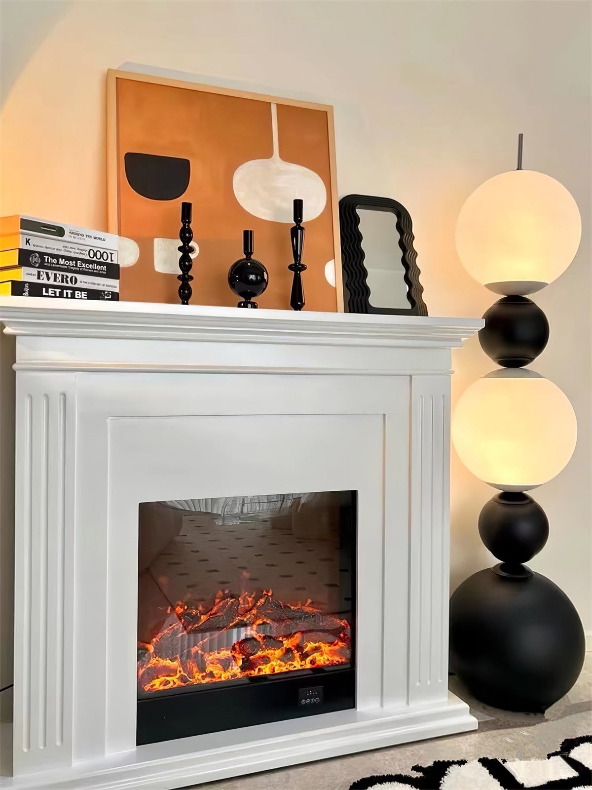 Ervynel lámpara de pie esférica negra