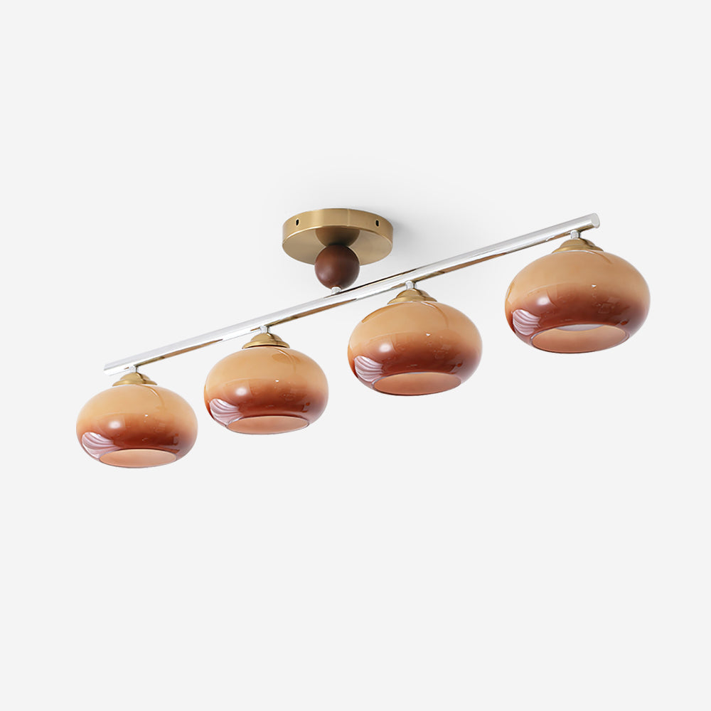 Aubrelle 4-lámpara de techo con esfera de vidrio ámbar
