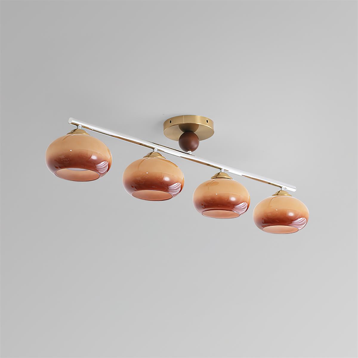 Aubrelle 4-lámpara de techo con esfera de vidrio ámbar