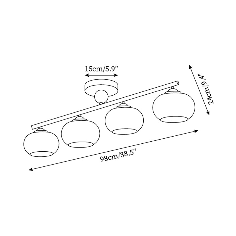 Aubrelle 4-lámpara de techo con esfera de vidrio ámbar