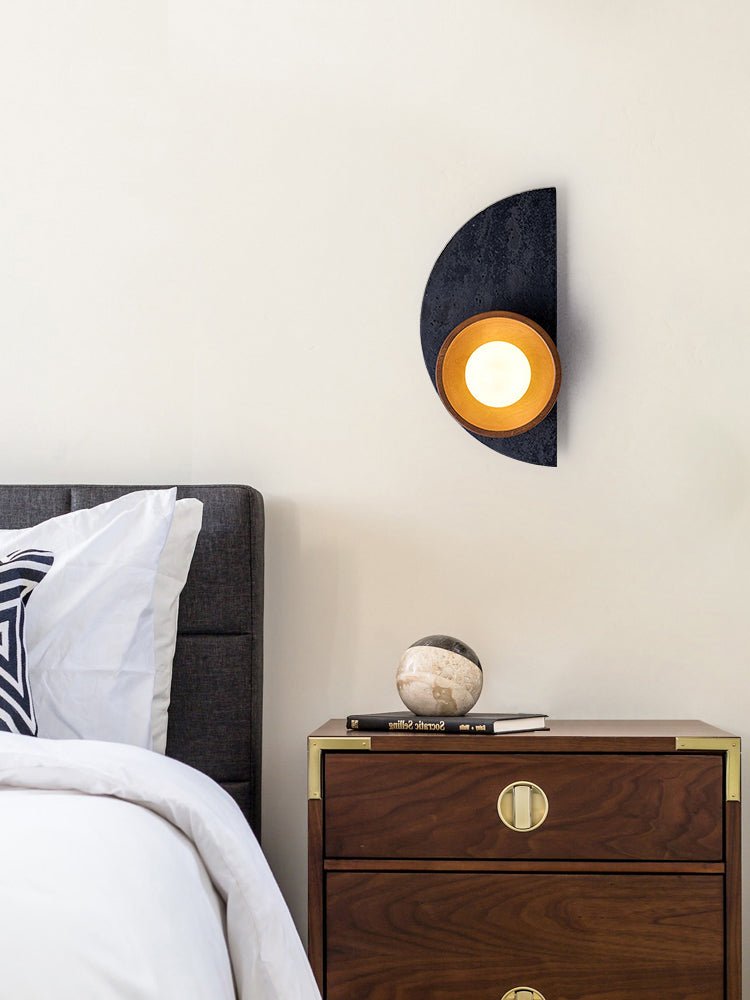 Luca aplique de pared artístico de madera y travertino