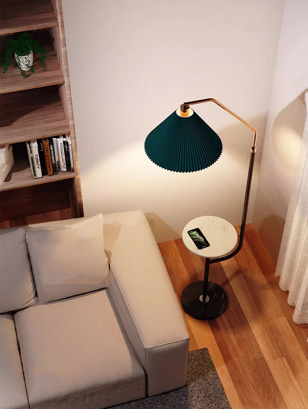 Nexc lámpara de pie de madera y mármol