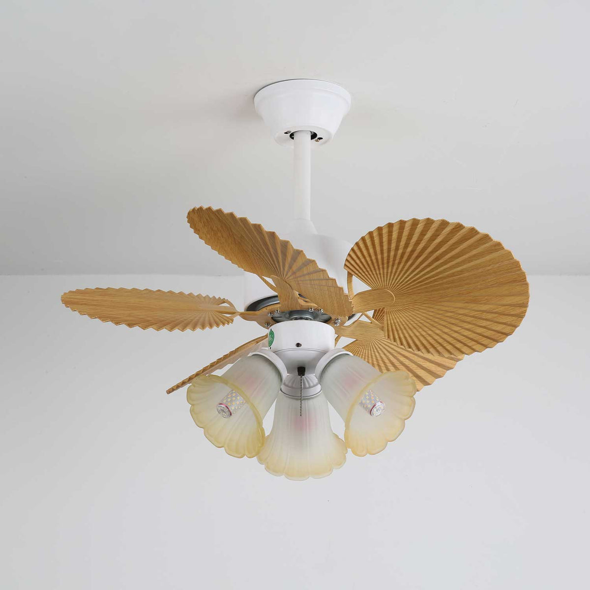 Elvoelle ventilador de techo con luz Vintage de madera y vidrio