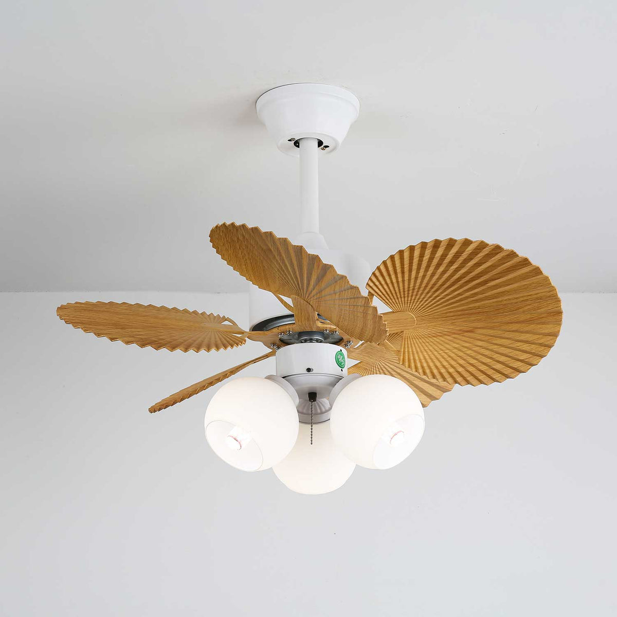 Elvoelle ventilador de techo con luz Vintage de madera y vidrio