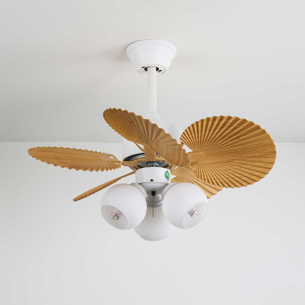 Elvoelle ventilador de techo con luz Vintage de madera y vidrio