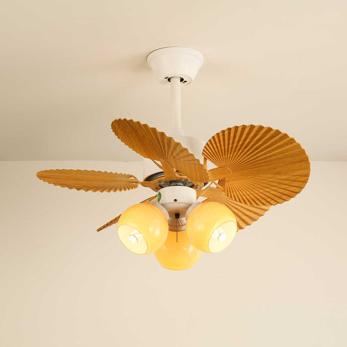 Elvoelle ventilador de techo con luz Vintage de madera y vidrio