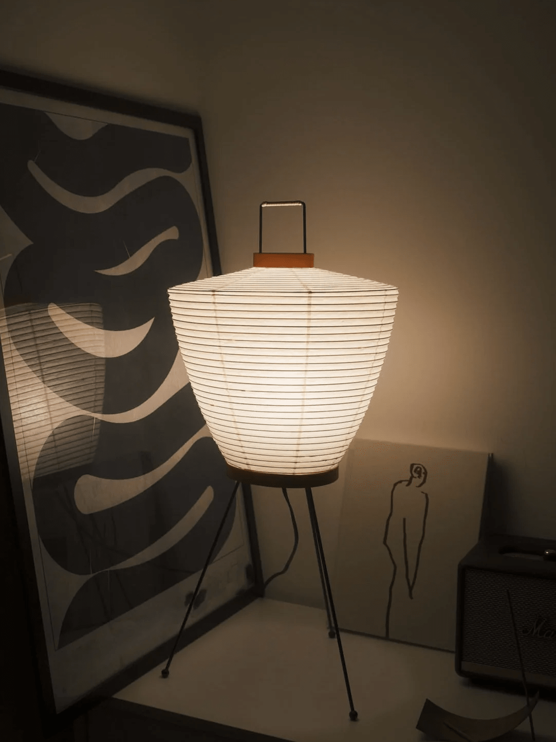 Marivelle lámpara de mesa de papel farol