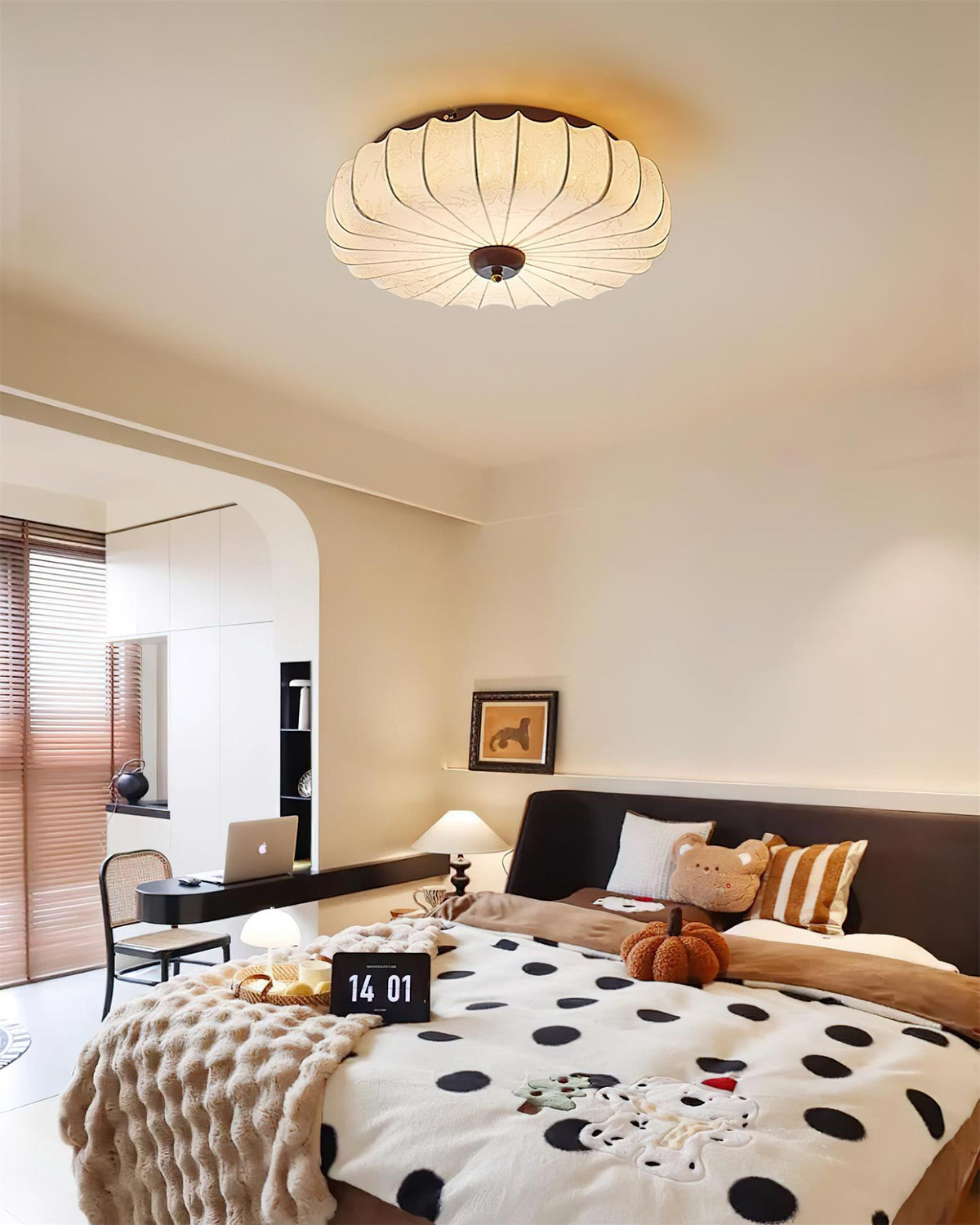 Rosemary lámpara de techo con pantalla de tejido plisado