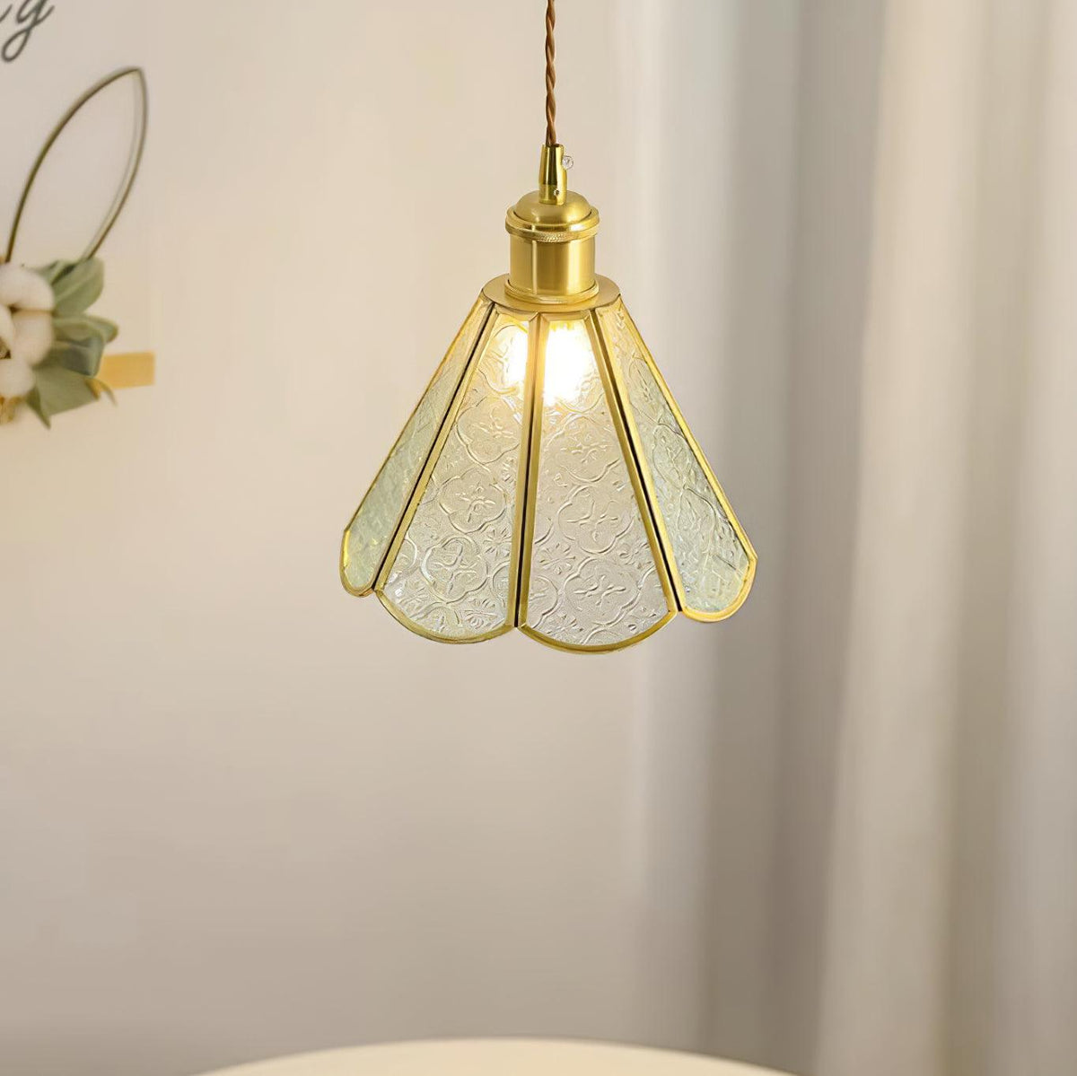 Arvane lámpara colgante elegante de latón y vidrio con patrón
