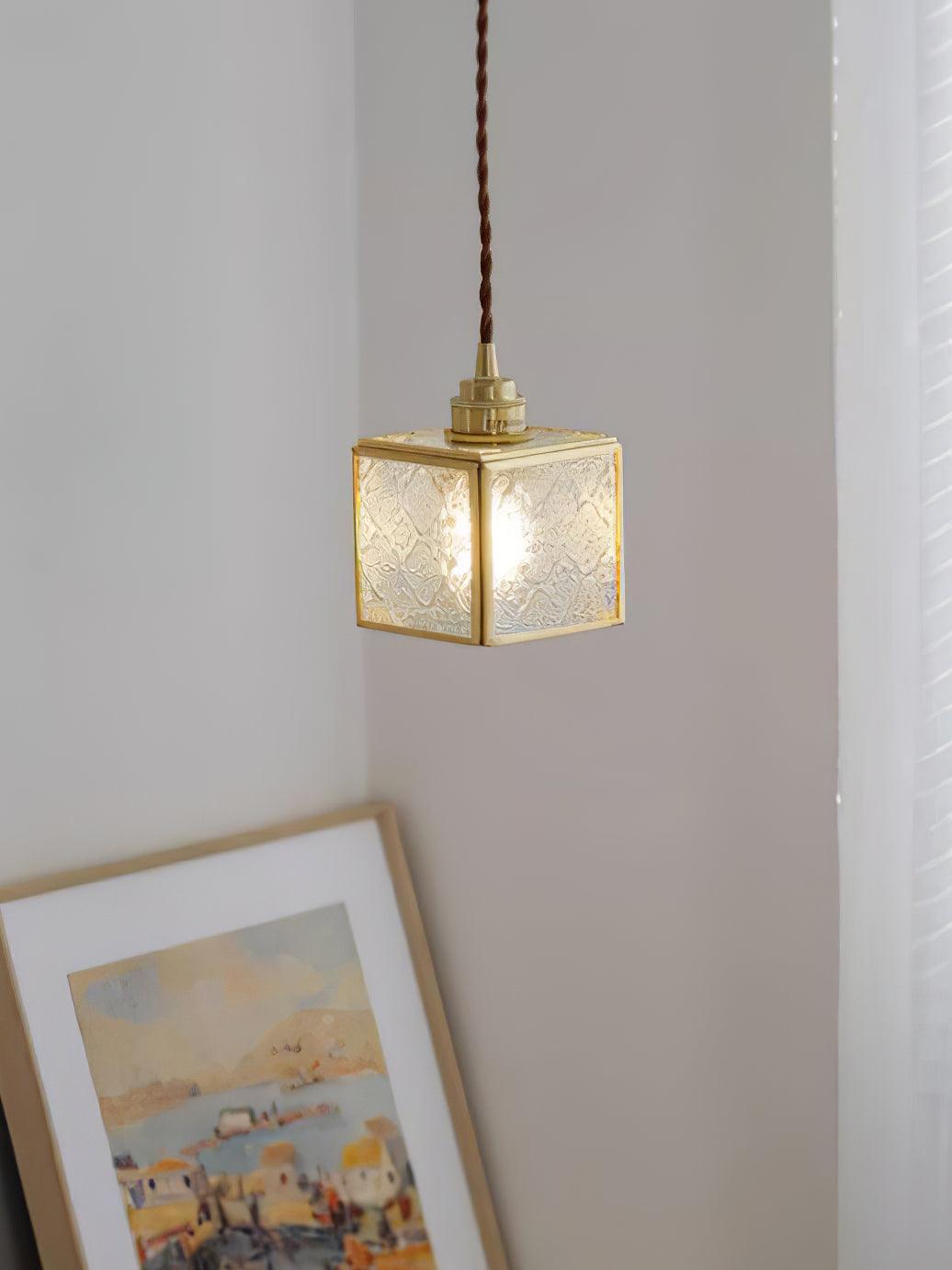 Arvane lámpara colgante elegante de latón y vidrio con patrón
