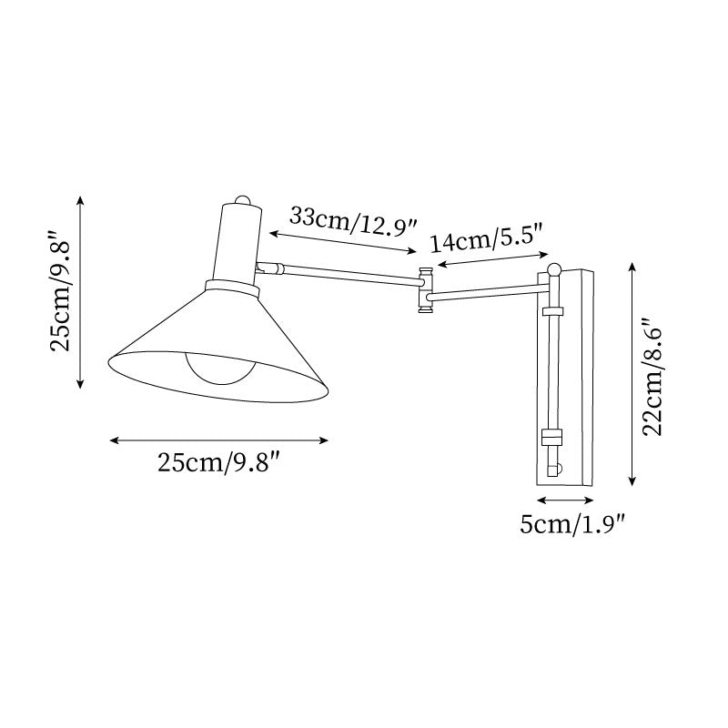 Lámpara de Pared Moderna con Brazo Metálico Ajustable y Pantalla Roja, Lámpara de Lectura