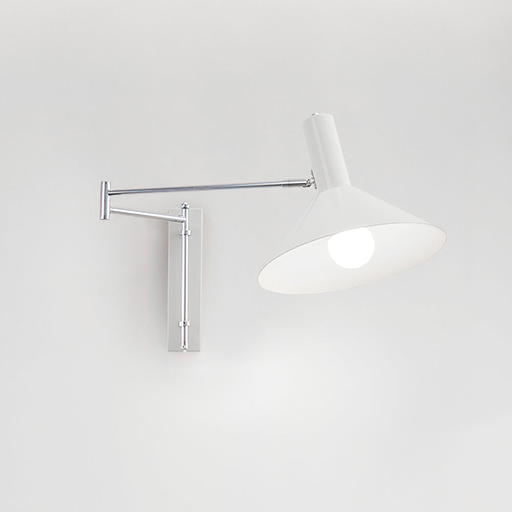 Lámpara de Pared Moderna con Brazo Metálico Ajustable y Pantalla Roja, Lámpara de Lectura