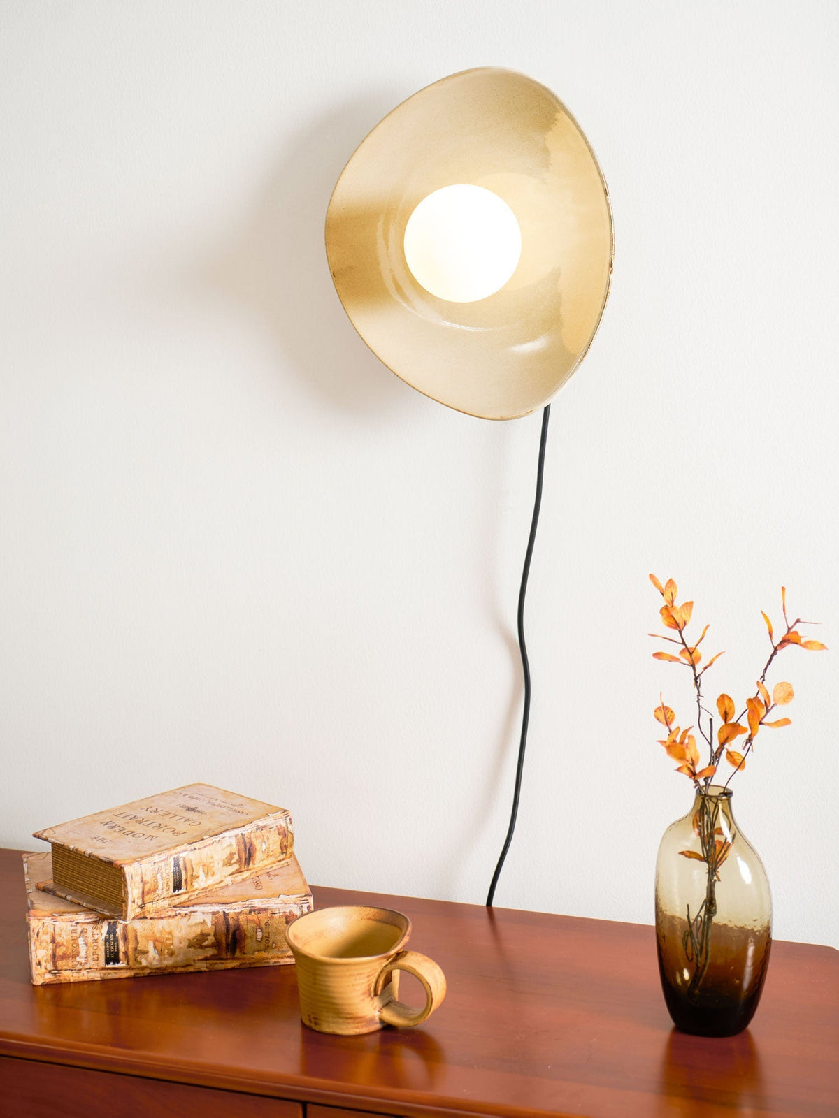 Lioruiella aplique de pared Pebble Disc cerámica vidrio enchufe enchufable