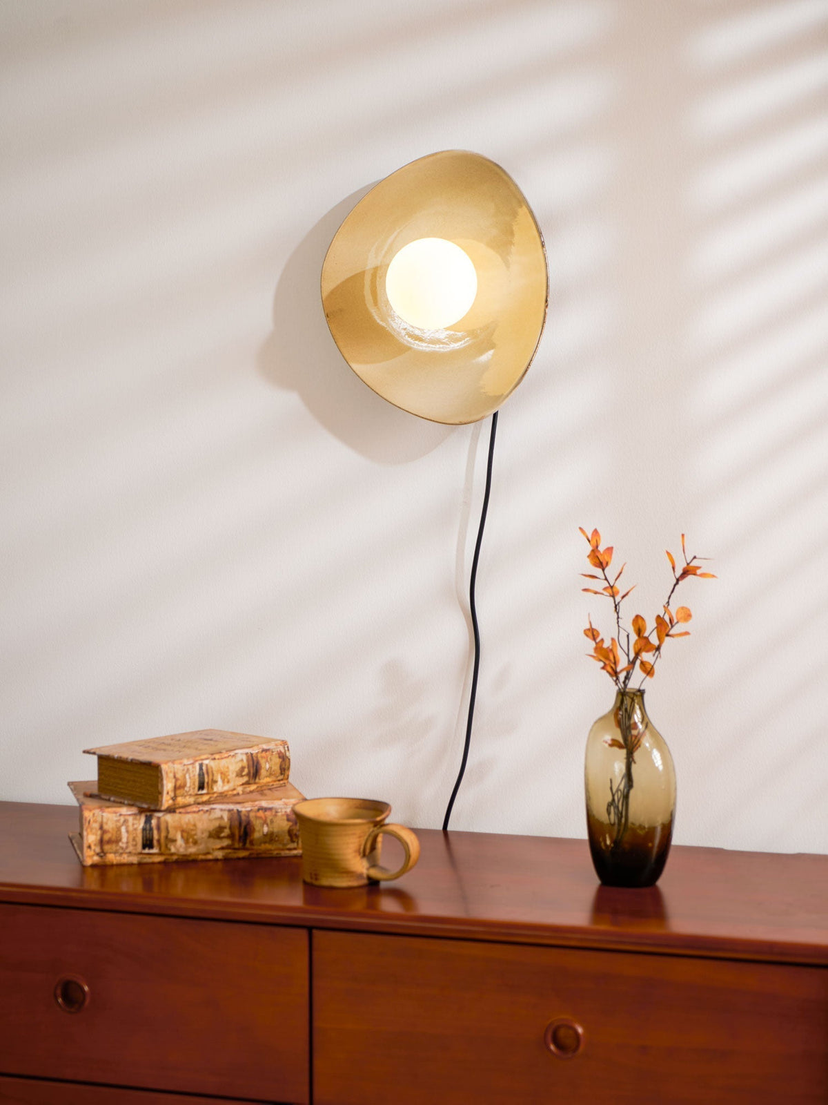 Lioruiella aplique de pared Pebble Disc cerámica vidrio enchufe enchufable