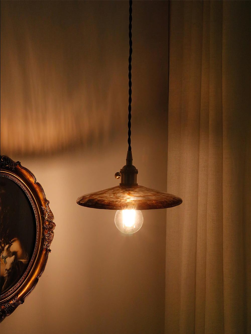 Sage lámpara colgante de vidrio vintage