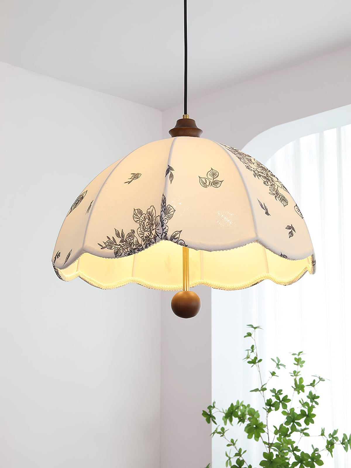Vevenir lámpara colgante pétalo Whisper de madera y tejido
