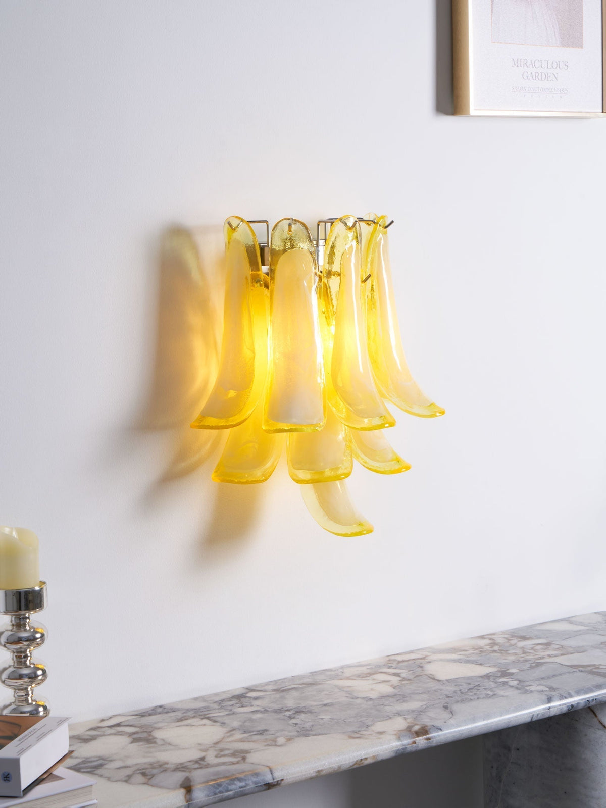 Eiraira aplique de pared con forma de pétalo de vidrio vintage artístico