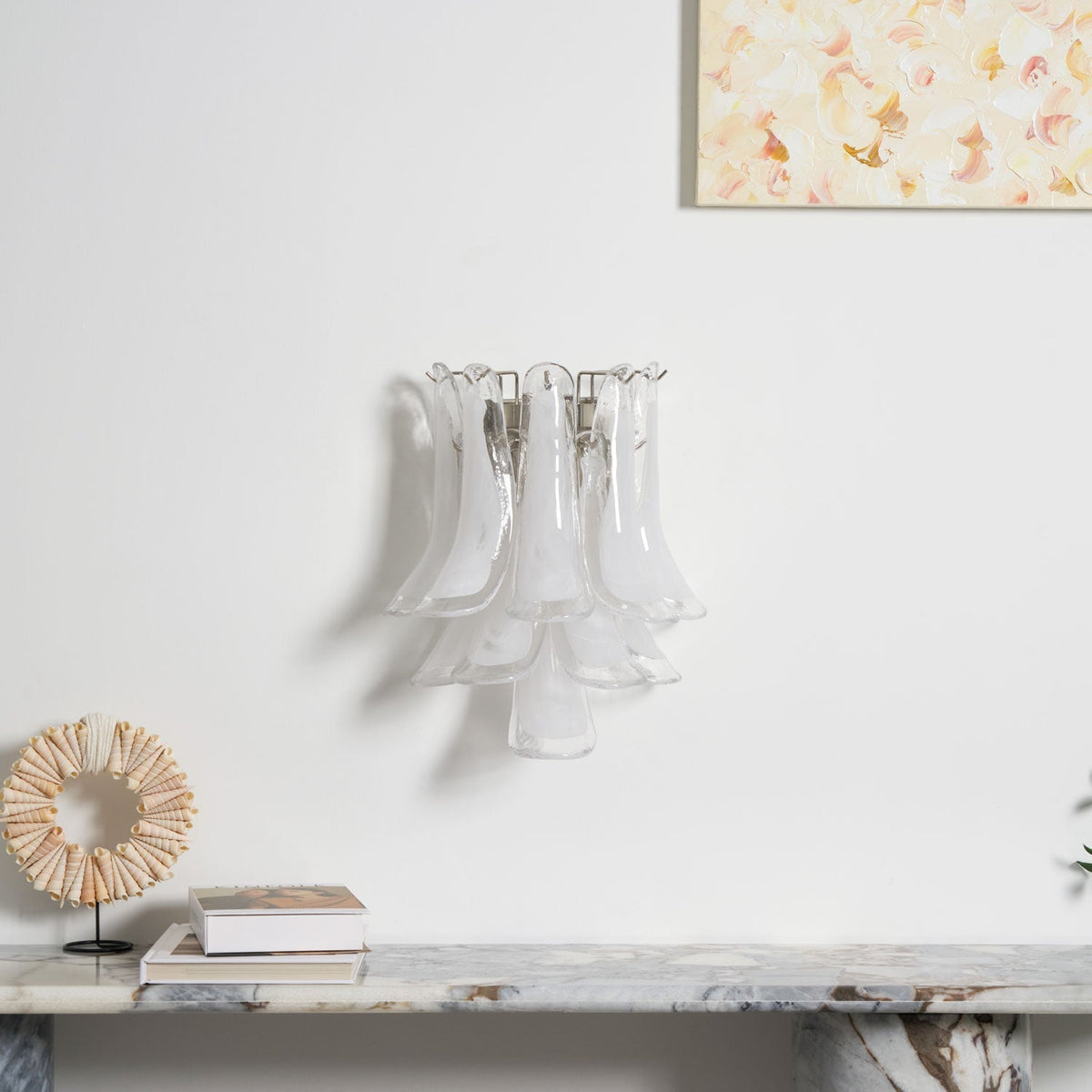 Eiraira aplique de pared con forma de pétalo de vidrio vintage artístico