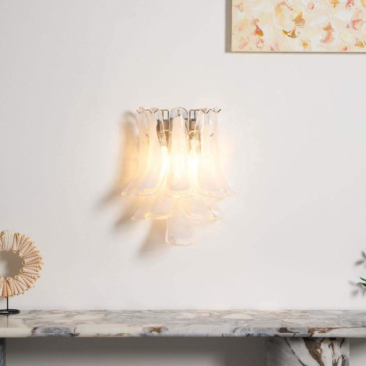 Eiraira aplique de pared con forma de pétalo de vidrio vintage artístico