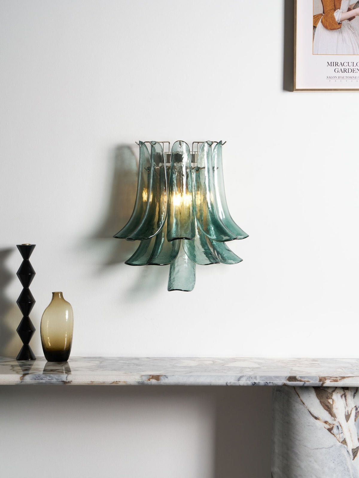 Eiraira aplique de pared con forma de pétalo de vidrio vintage artístico
