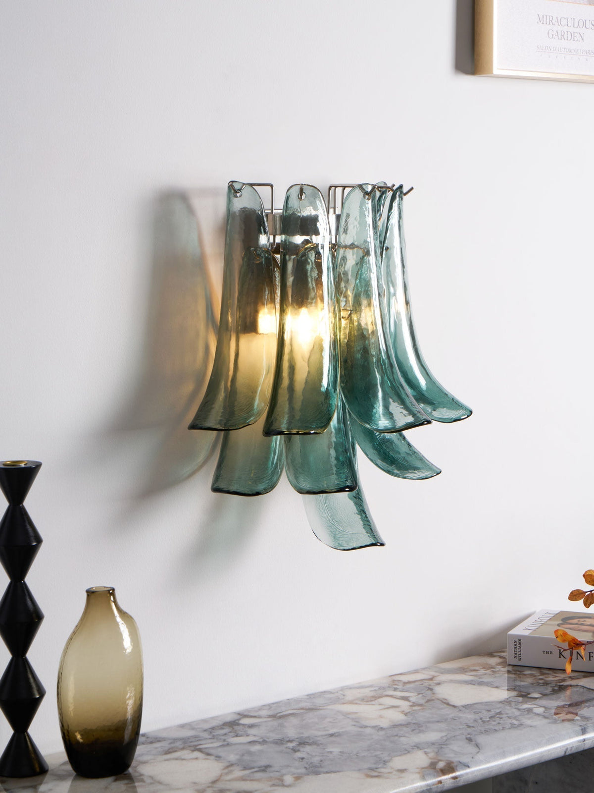 Eiraira aplique de pared con forma de pétalo de vidrio vintage artístico