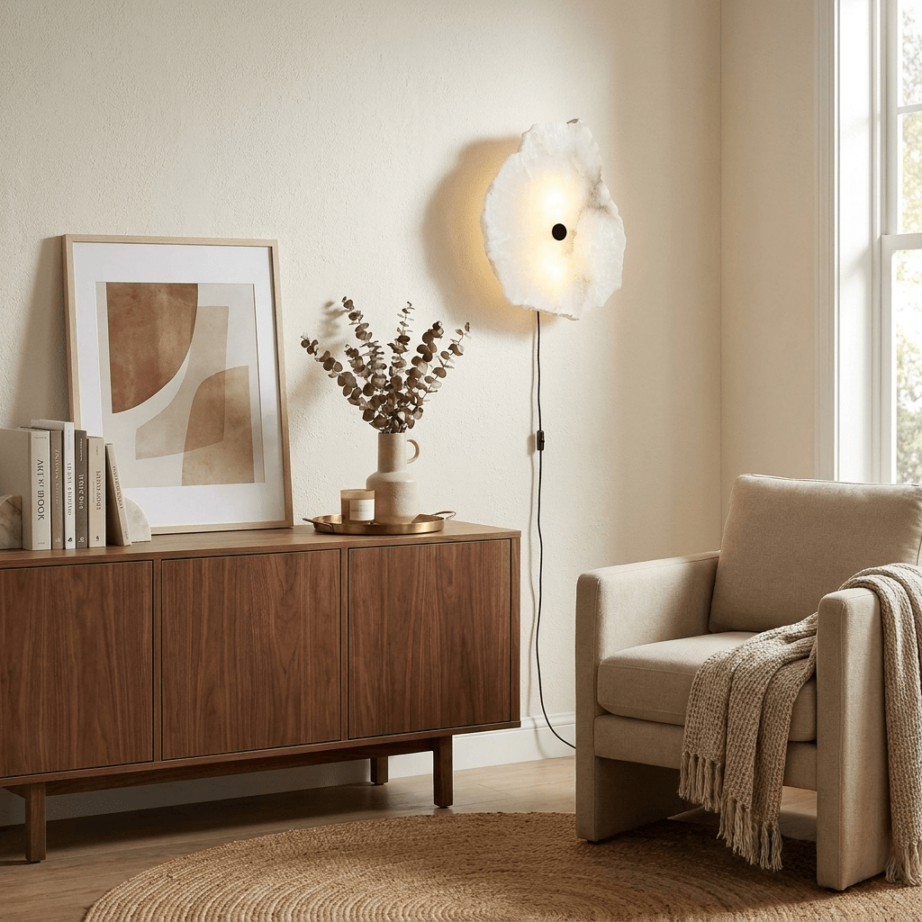 Nivarelia aplique de pared alabastro con enchufe enchufable