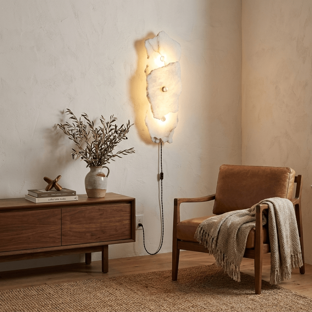 Nivarelia aplique de pared alabastro con enchufe enchufable